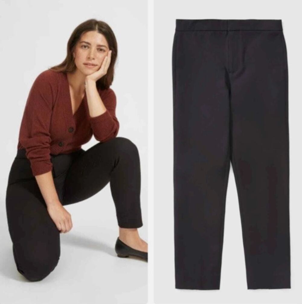 Everlane The Fixed-waist Stretch Cotton Pant Black 6 NWOT